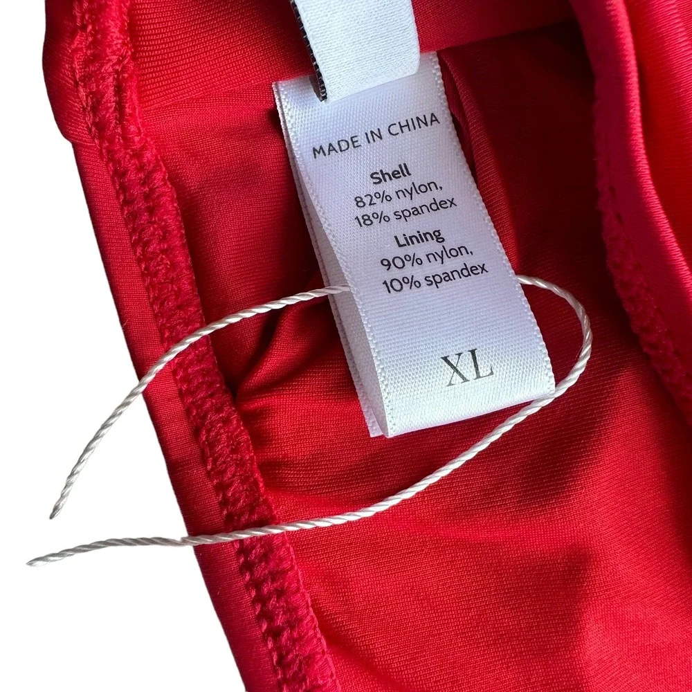 andie swim wyndwood bikini top in cherry red, women size x-large xl